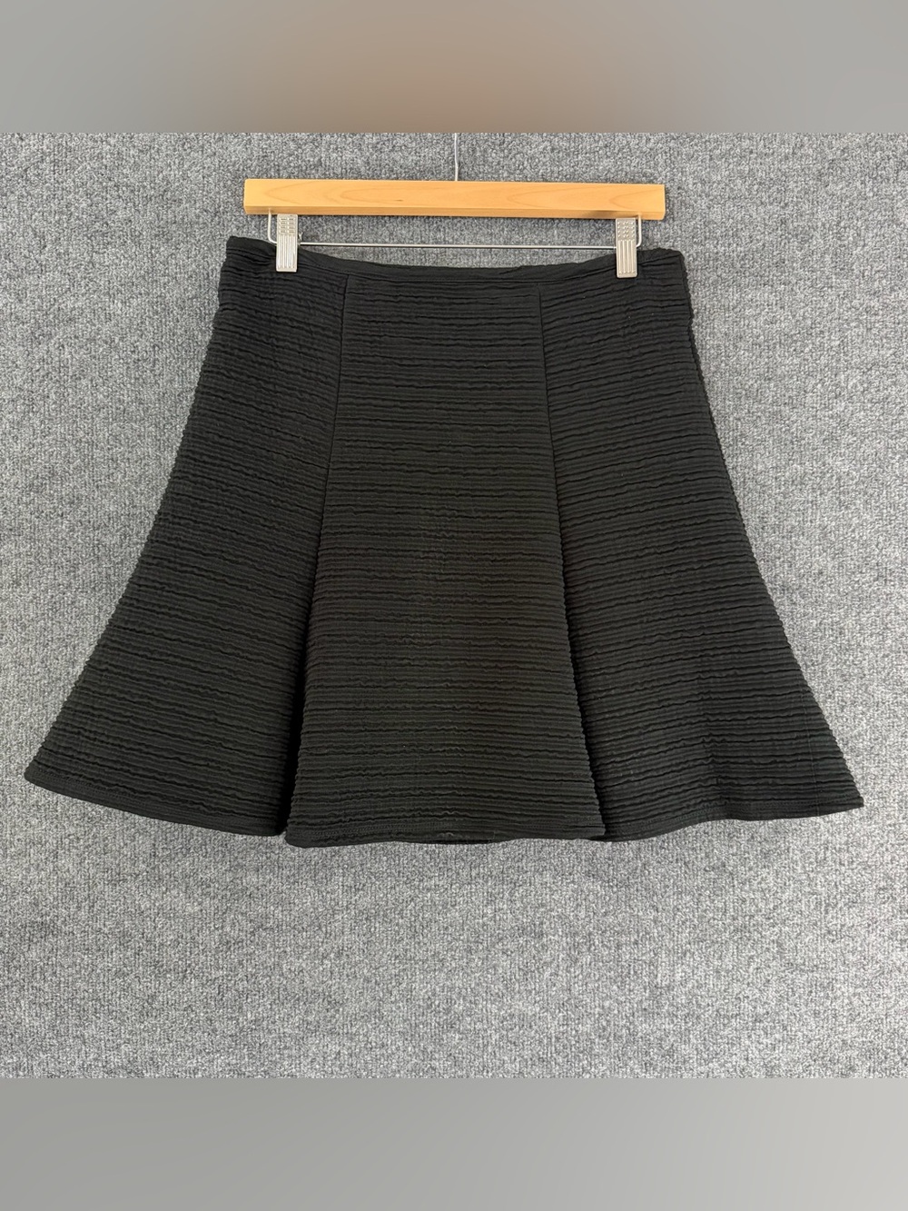 Maeve Anthropologie Womens Black Textured Skater Mini Skirt Size Medium